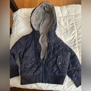 Zara Kids Quilted Navy Puffer Coat Reversible